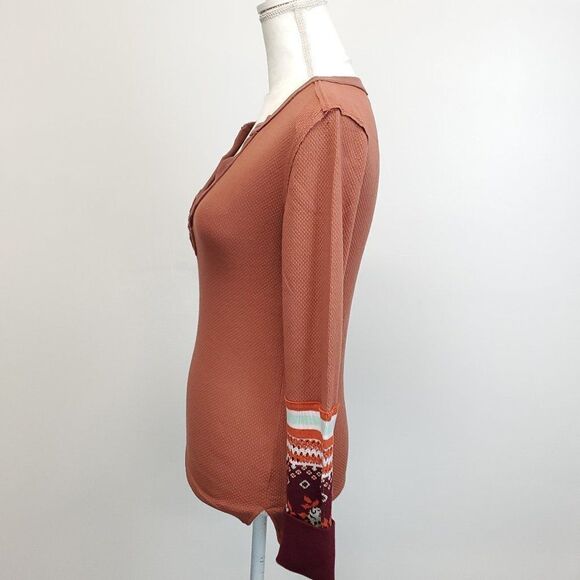 We The Free x Free People Mikah Cuff Layering Thermal Shirt in Autumn - Picture 7 of 12